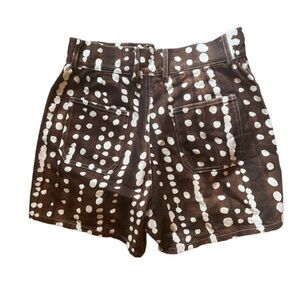 NWOT Fleamadonna brown & white mudcloth print cotton shorts
